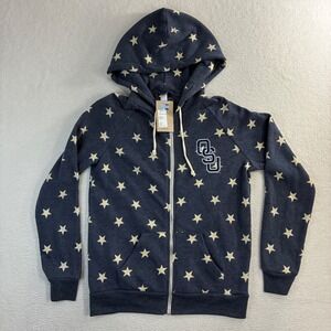 Oklahoma State University Full Zip Hoodie Women M Blue Star AOP Jacket OSU NWT